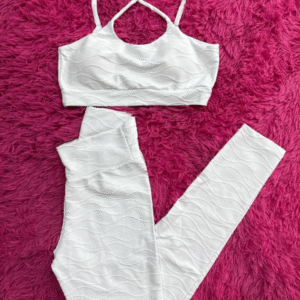 Conjunto Calça Jacquard Branca c/Alça Cruzada